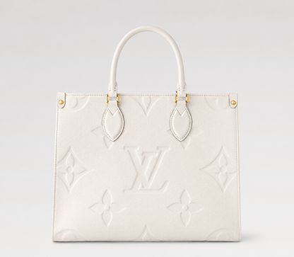 L-O-U-I-S V-U-I-T-T-O-N OnTheGo Handbag with Pouch – 2PC Luxe Women Bag Set (White)