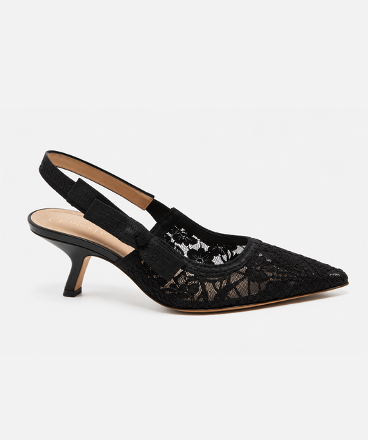J'A-D-I-O-R Slingback Pumps – Iconic Elegance Women Footwear (Black)