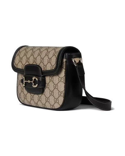G-U-C-C-I Horsebit 1955 Soft Small Shoulder Women Bag – Supreme Monogram Edition (Black)