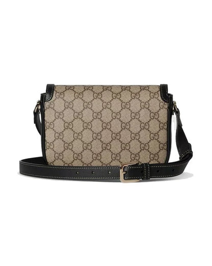 G-U-C-C-I Horsebit 1955 Soft Small Shoulder Women Bag – Supreme Monogram Edition (Black)