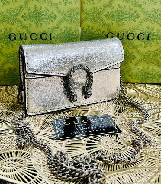 Gucci Authentic Women's Bag with Brand Box (Silver)