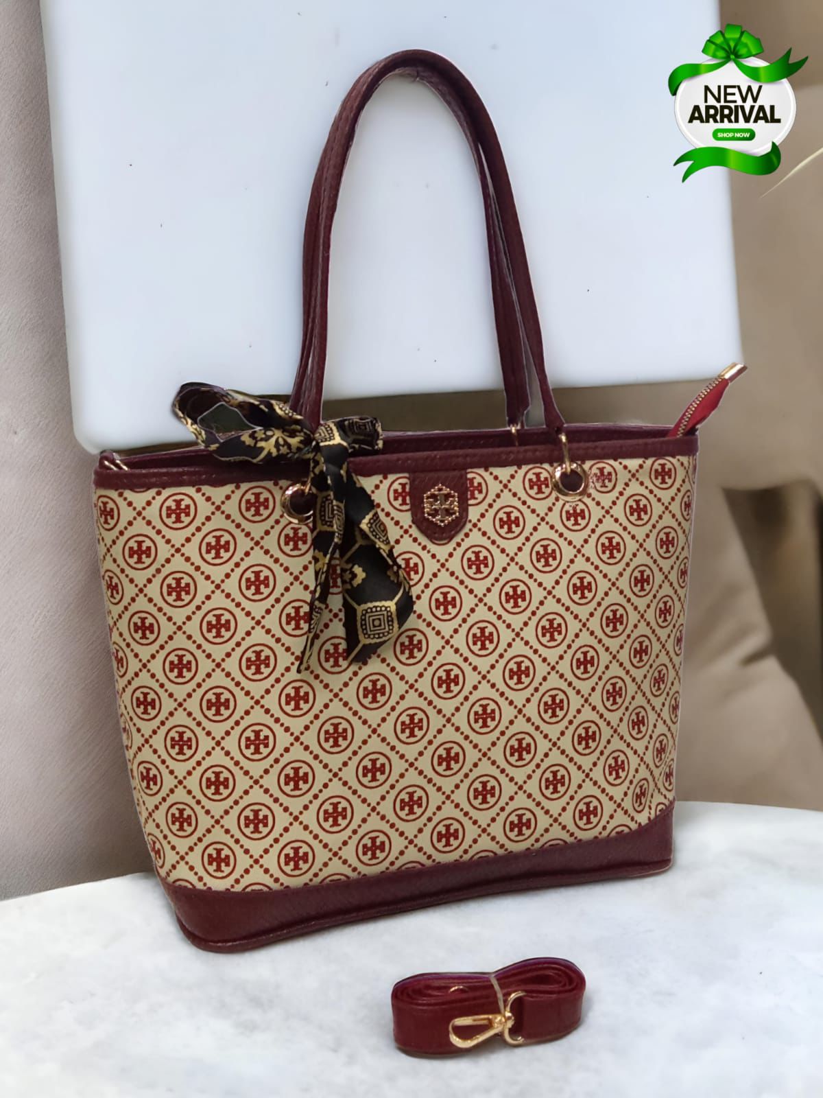 Tory Shoulder Bag with Scarf (Maroon)