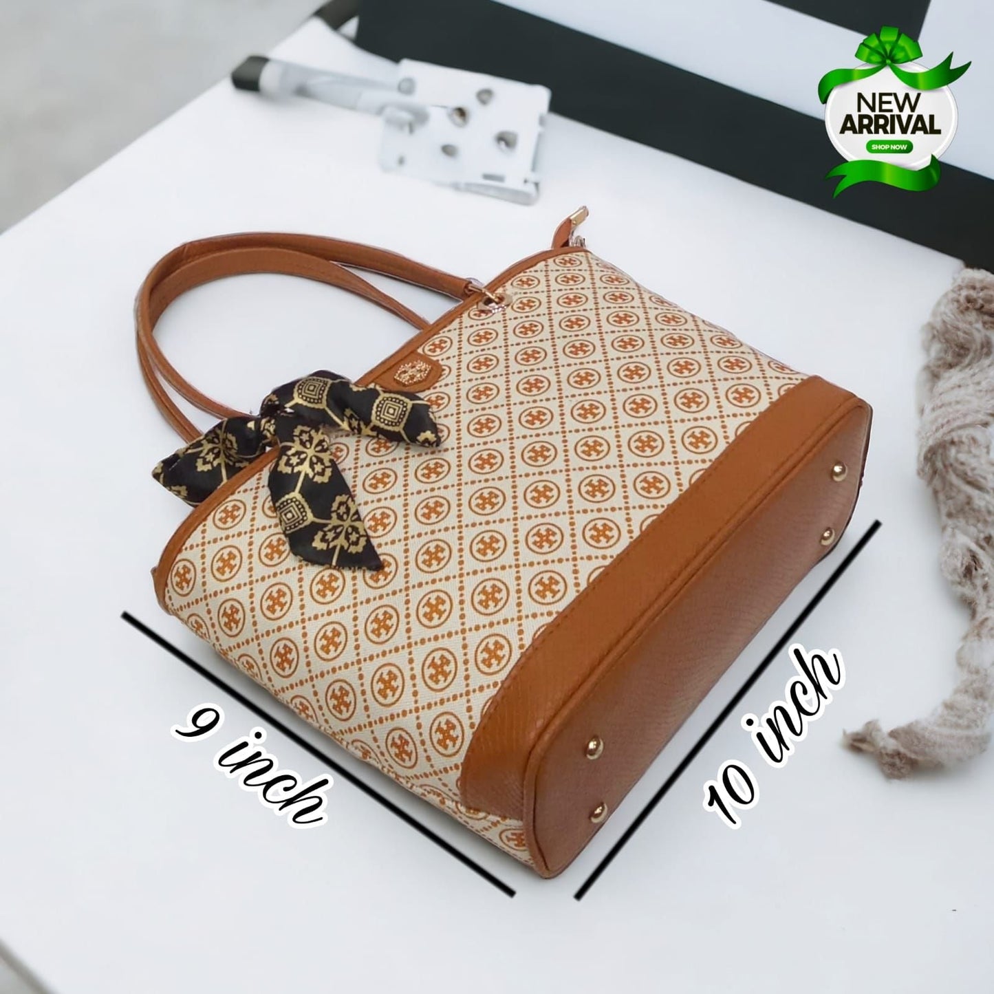 Tory Shoulder Bag with Scarf (Dark Brown)