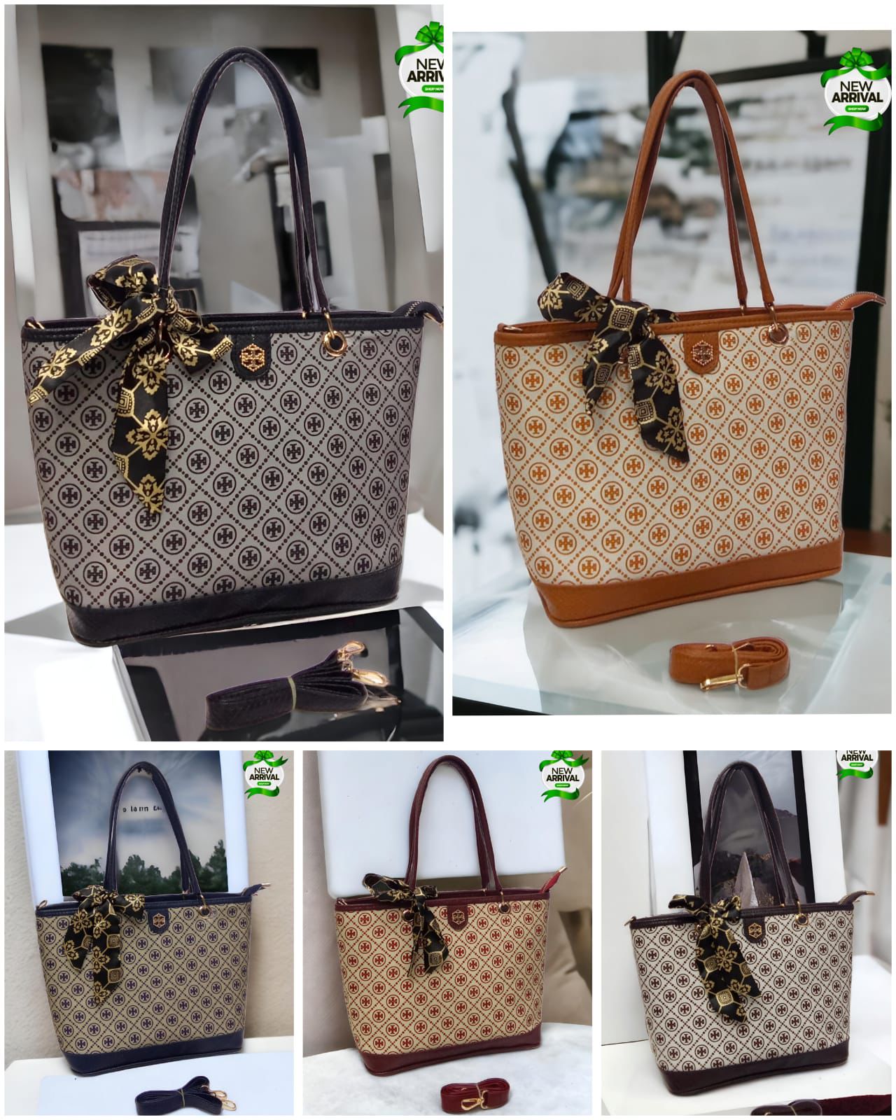 Tory Shoulder Bag with Scarf (Brown)