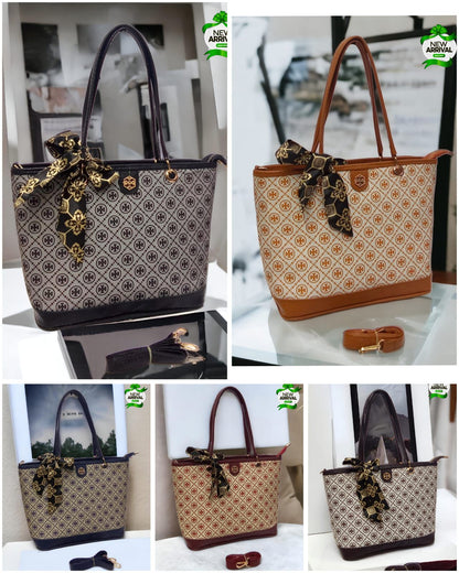 Tory Shoulder Bag with Scarf (Brown)