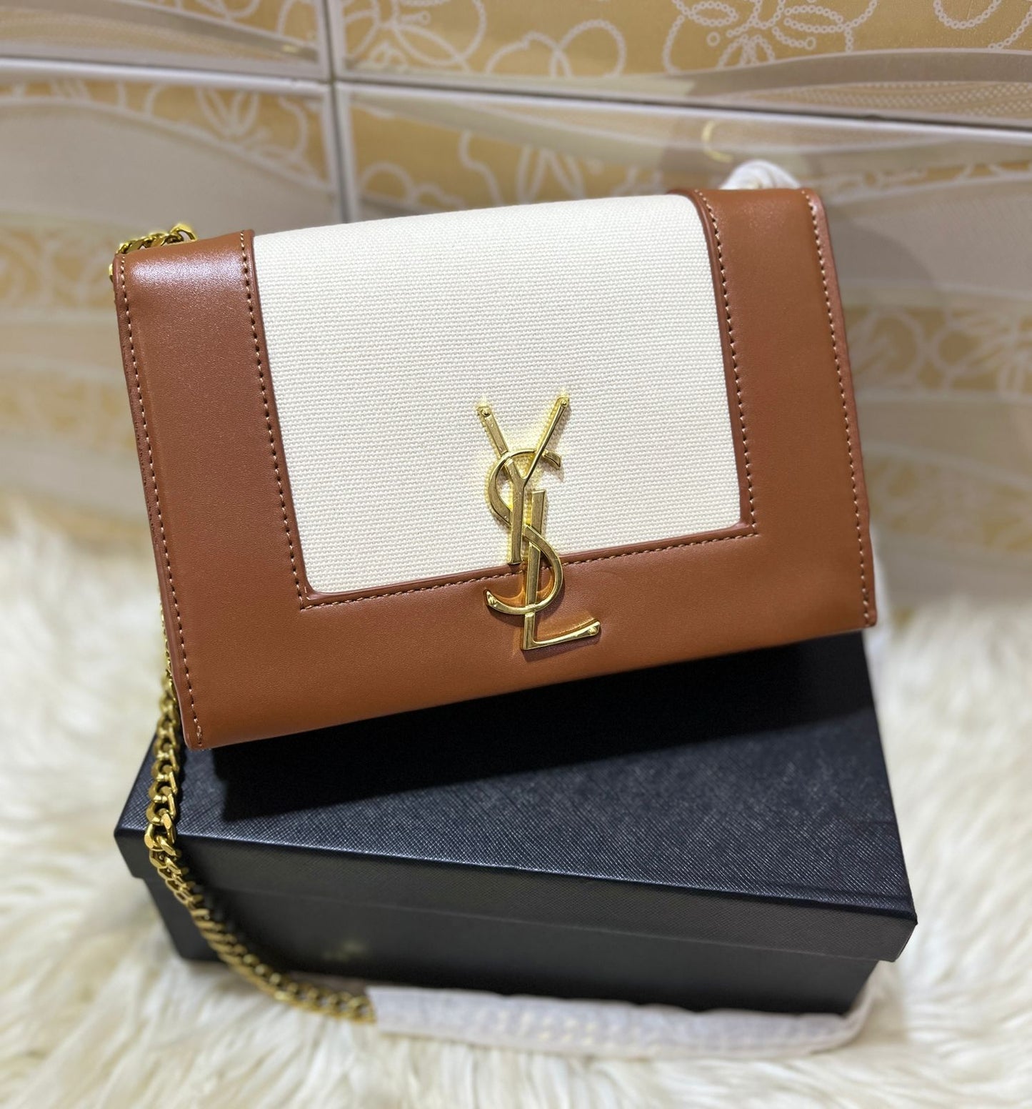Saint Laurent Kate Small YSL Crossbody Bag  (Brown)