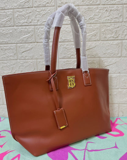 Burberry TB Smooth Leather Tote Bag - Luxury Women Bag (Brown 1)