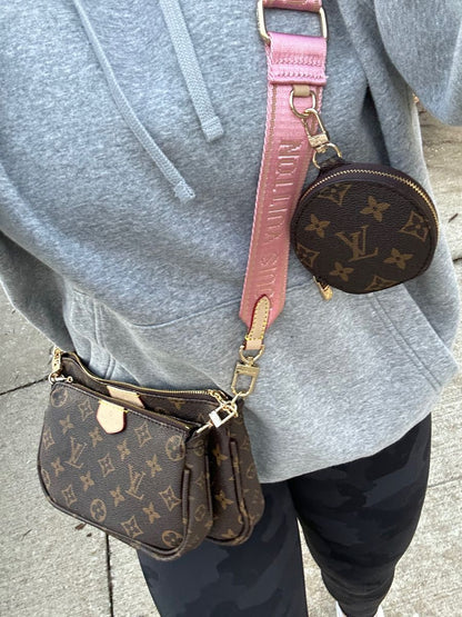 Premium Louis Vuitton Bag with Dust Bag, Card & Box (Pink Strap)