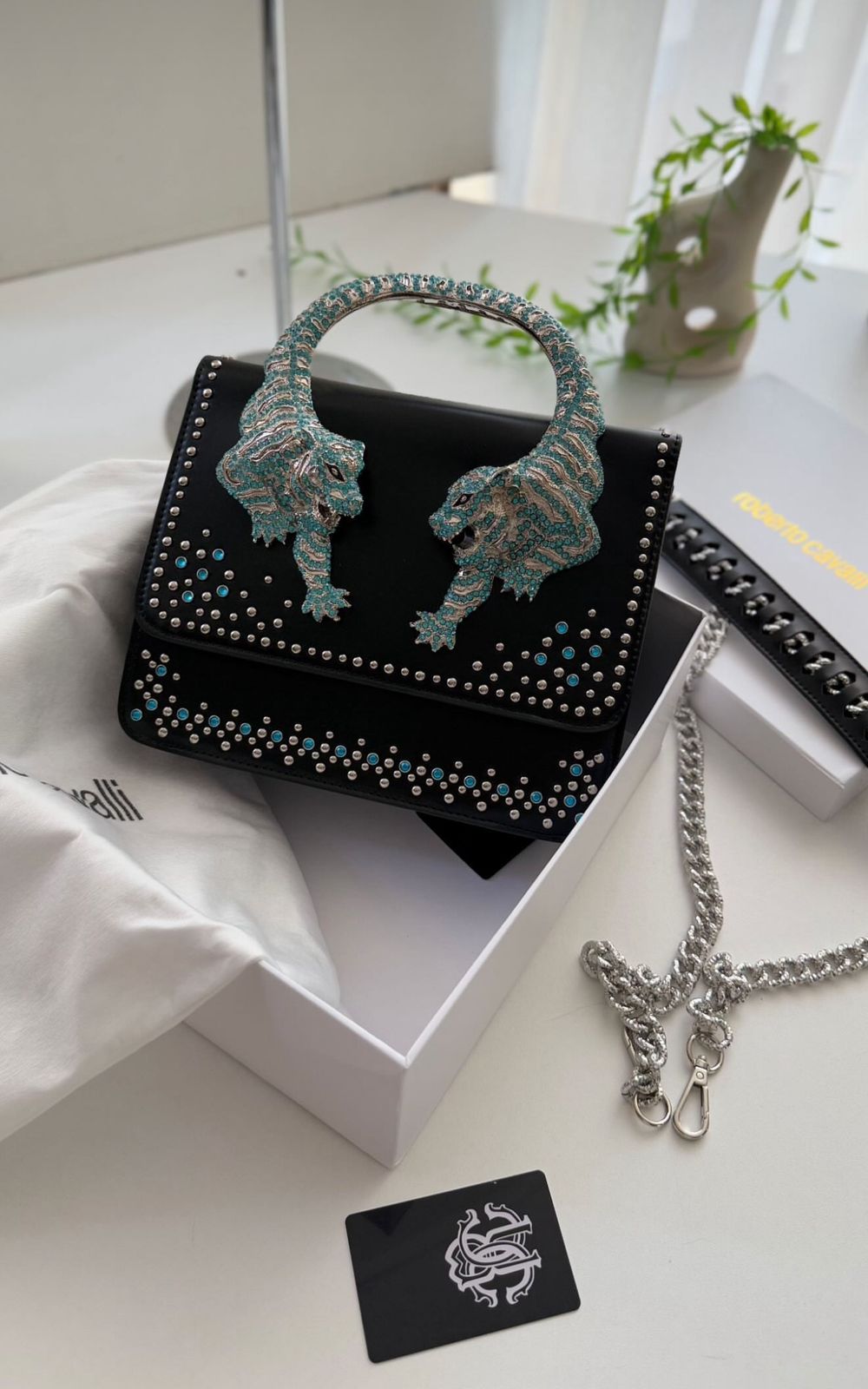 Roberto Cavalli Handbag (black/silver/blue)