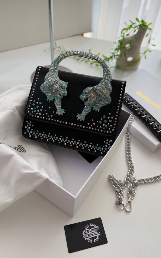Roberto Cavalli Handbag (black/silver/blue)