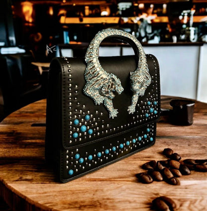 Roberto Cavalli Handbag (black/silver/blue)