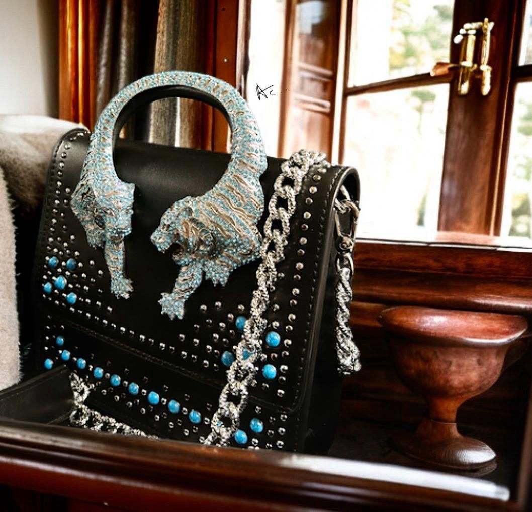 Roberto Cavalli Handbag (black/silver/blue)