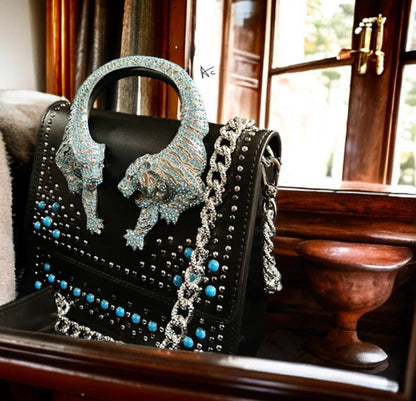 Roberto Cavalli Handbag (black/silver/blue)