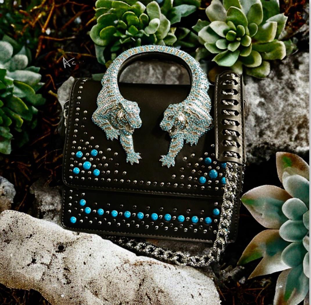 Roberto Cavalli Handbag (black/silver/blue)