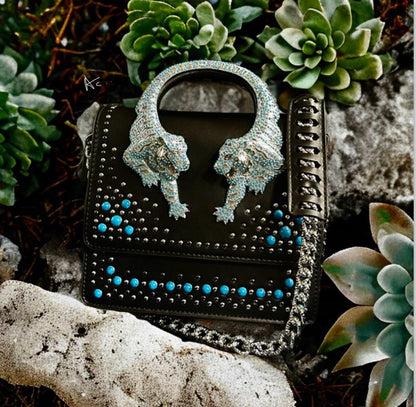 Roberto Cavalli Handbag (black/silver/blue)