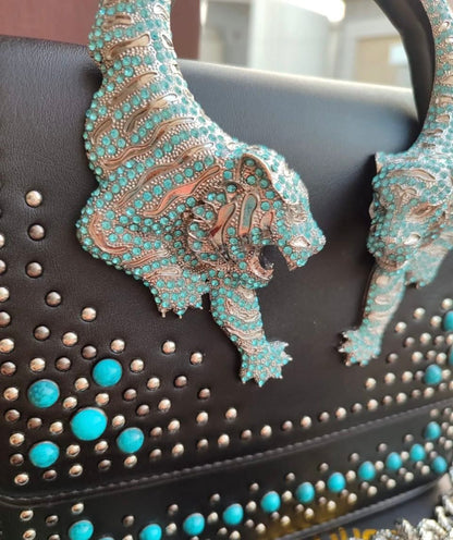 Roberto Cavalli Handbag (black/silver/blue)