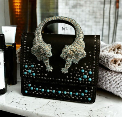 Roberto Cavalli Handbag (black/silver/blue)