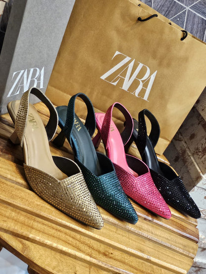 Zara Rhinestone Heel (green)