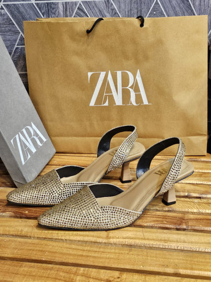 Zara Rhinestone Heel (brown)
