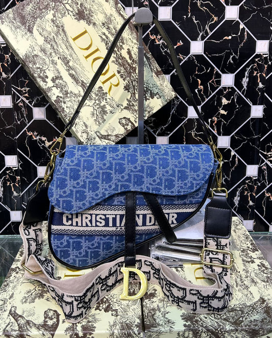 Christian Dior Saddle Bag (blue/white) 1