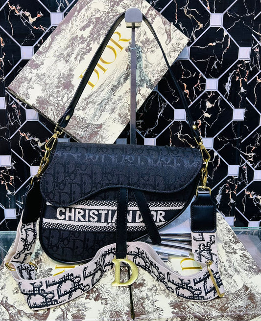Christian Dior Saddle Bag (black/white)