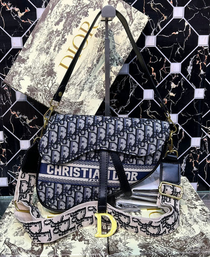 Christian Dior Saddle Bag (blue/white)2