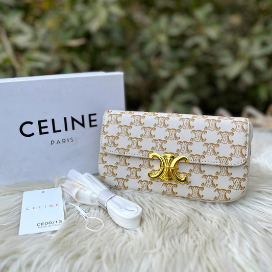 CELINE Crossbody Bag (white/gold/brown)
