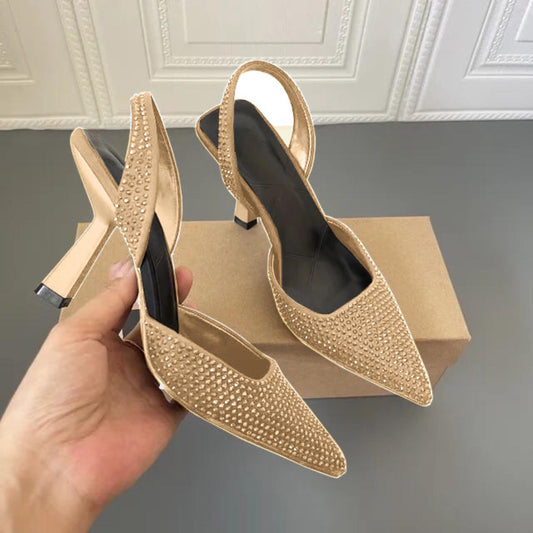 Zara Stone Heel for Women – Restocked in Stunning Colors with Brand Box (Golden)