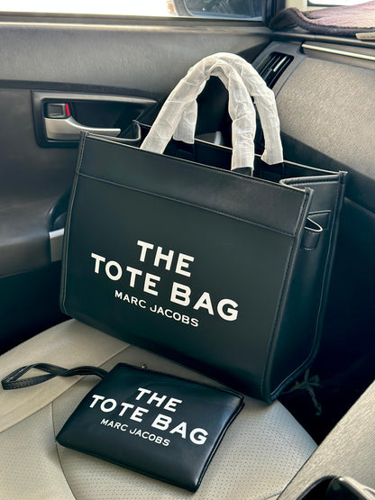 Marc Jacobs The Tote Bag – Premium Leather Women Bag with Complete Accessories (Black)