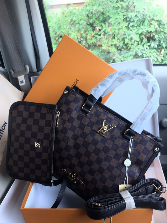 Louis Vuitton Tote Bag with Pouch – Premium Women Bag (Brown-2)