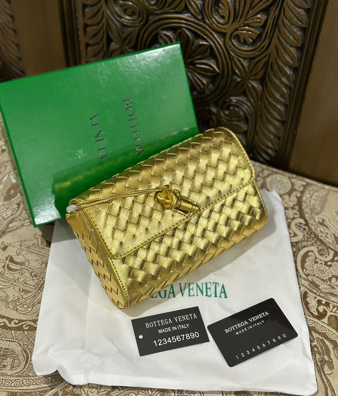 Bottega Veneta Woven Andiamo Crossbody Bag – Premium Quality (Gold)