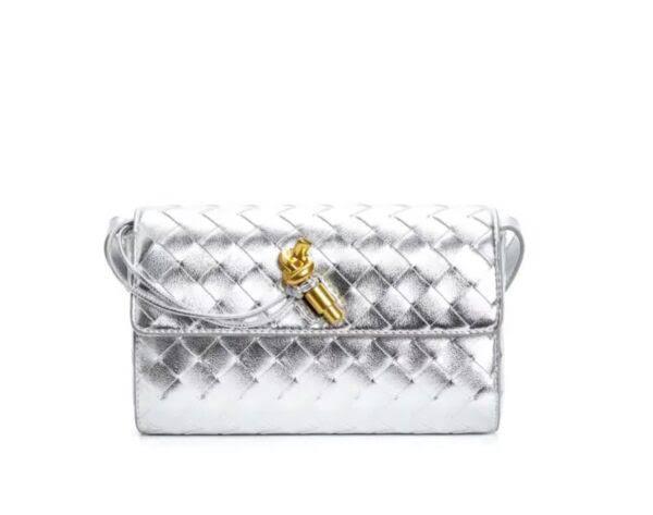 Bottega Veneta Woven Andiamo Crossbody Bag – Premium Quality (Silver)