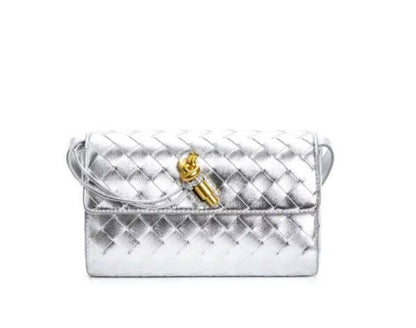 Bottega Veneta Woven Andiamo Crossbody Bag – Premium Quality (Silver)