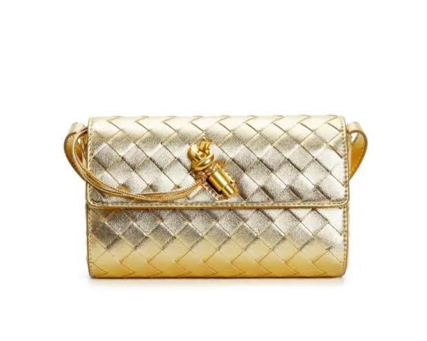 Bottega Veneta Woven Andiamo Crossbody Bag – Premium Quality (Gold)