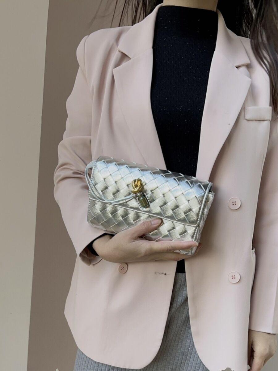 Bottega Veneta Woven Andiamo Crossbody Bag – Premium Quality (Silver)