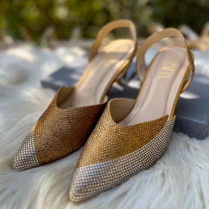 Zara Stone Heels – Premium Quality Women's Heels (Gold)