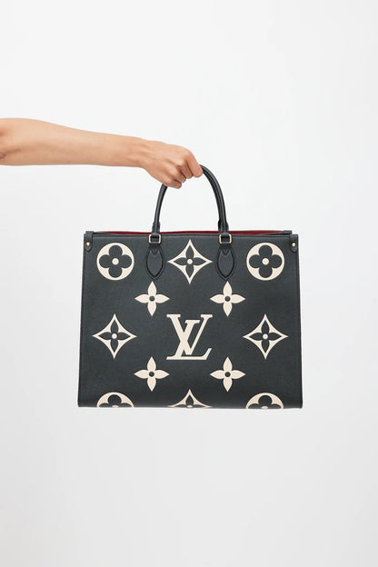 L-O-U-I-S V-U-I-T-T-O-N OnTheGo Handbag with Pouch – 2PC Luxe Women Bag Set (Black-1)