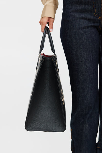L-O-U-I-S V-U-I-T-T-O-N OnTheGo Handbag with Pouch – 2PC Luxe Women Bag Set (Black-1)