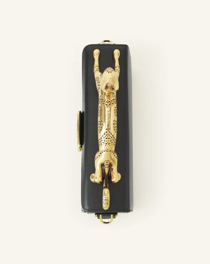 L-A-N-V-I-N Inspired Rateau Pencil Cat Shoulder Bag – Elegant Luxe Women Bag (Black)