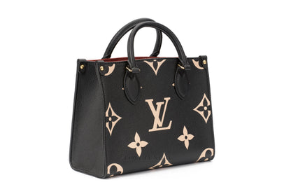 L-O-U-I-S V-U-I-T-T-O-N OnTheGo Handbag with Pouch – 2PC Luxe Women Bag Set (Black-1)