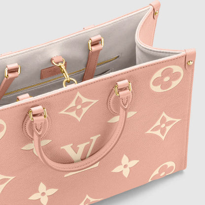 L-O-U-I-S V-U-I-T-T-O-N OnTheGo Handbag with Pouch – 2PC Luxe Women Bag Set (Pink)