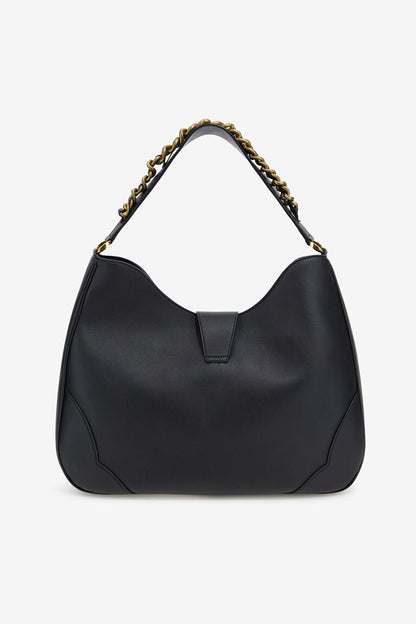 R-O-B-E-R-T-O C-A-V-A-L-L-I Chain Detail Shoulder Women Elegant Bag (Black)