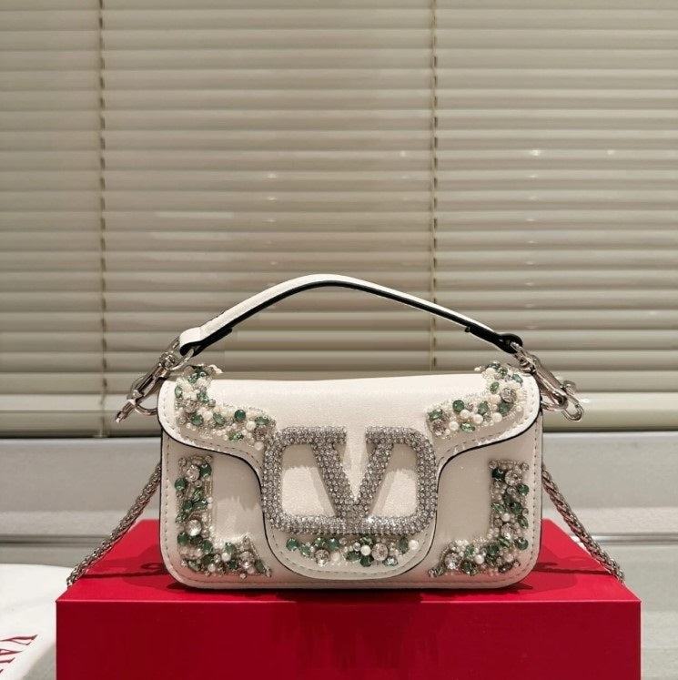 V-A-L-E-N-T-I-N-O G-A-R-A-V-A-N-I Locò Crystal Shoulder Women Bag – Couture Glam Edition (White)