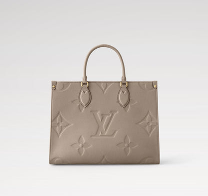 L-O-U-I-S V-U-I-T-T-O-N OnTheGo Handbag with Pouch – 2PC Luxe Women Bag Set (Beige)