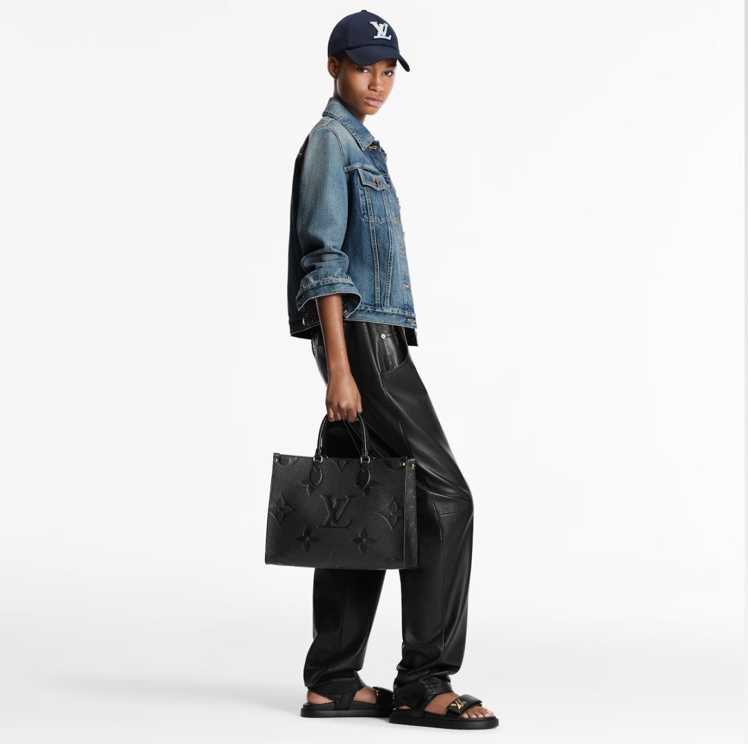 L-O-U-I-S V-U-I-T-T-O-N OnTheGo Handbag with Pouch – 2PC Luxe Women Bag Set (Black-2)