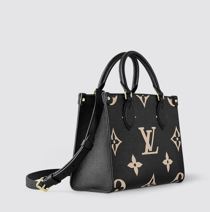 L-O-U-I-S V-U-I-T-T-O-N OnTheGo PM – Premium Quality Women Bag (Black Beige)