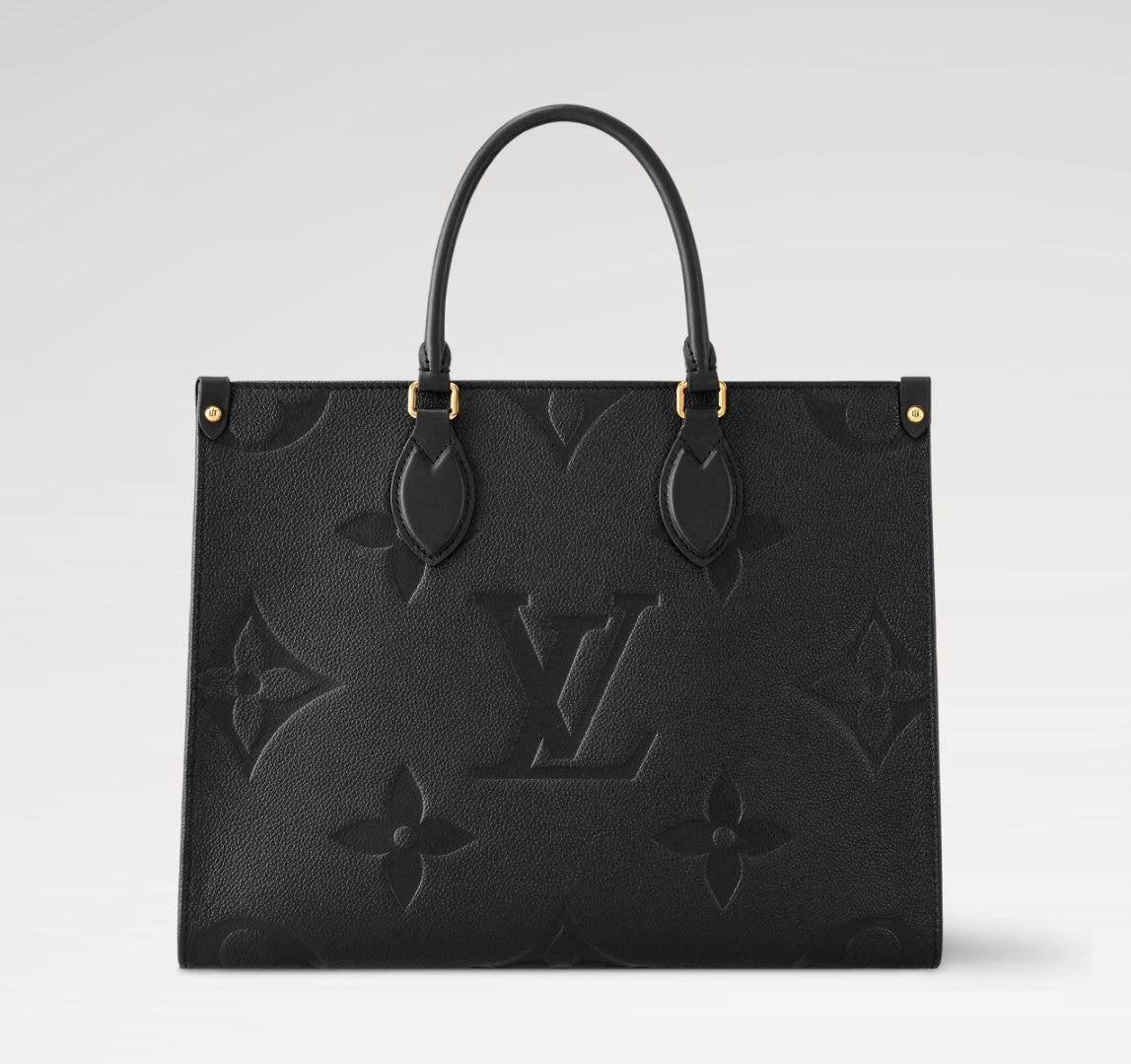 L-O-U-I-S V-U-I-T-T-O-N OnTheGo Handbag with Pouch – 2PC Luxe Women Bag Set (Black-2)