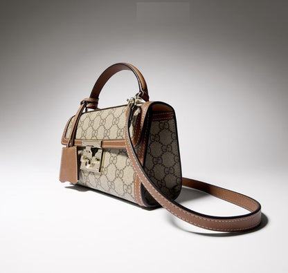 G-U-C-C-I Padlock Top Handle Bag – Premium Quality Crossbody Women Bag (Brown-1)