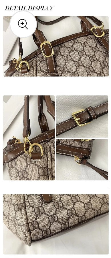 G-U-C-C-I GG Emblem Small Top Handle Crossbody – Signature Luxe Women Bag (Brown)