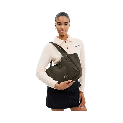 C-O-A-C-H Hadley Turnlock Tote – Elegant Luxe Women Bag (Green Suede)